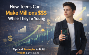 "Young entrepreneur representing teenage millionaire money tips including high income skills, smart investing, and financial responsibility"