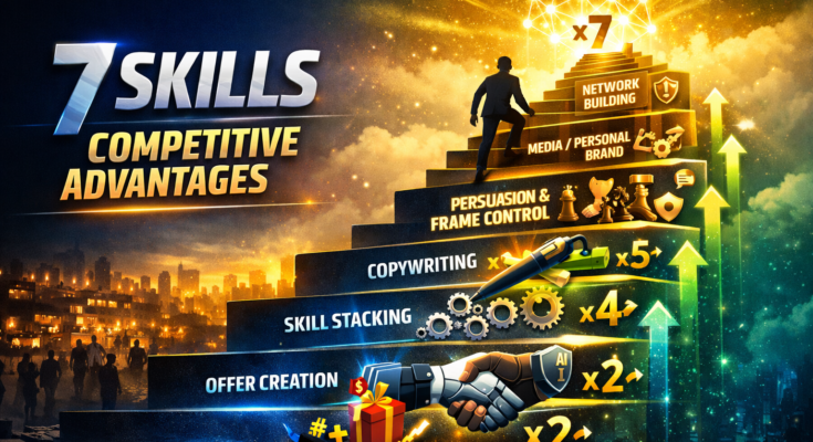 7 essential skills for competitive advantages in 2026 including offer creation AI skill stacking copywriting and network building