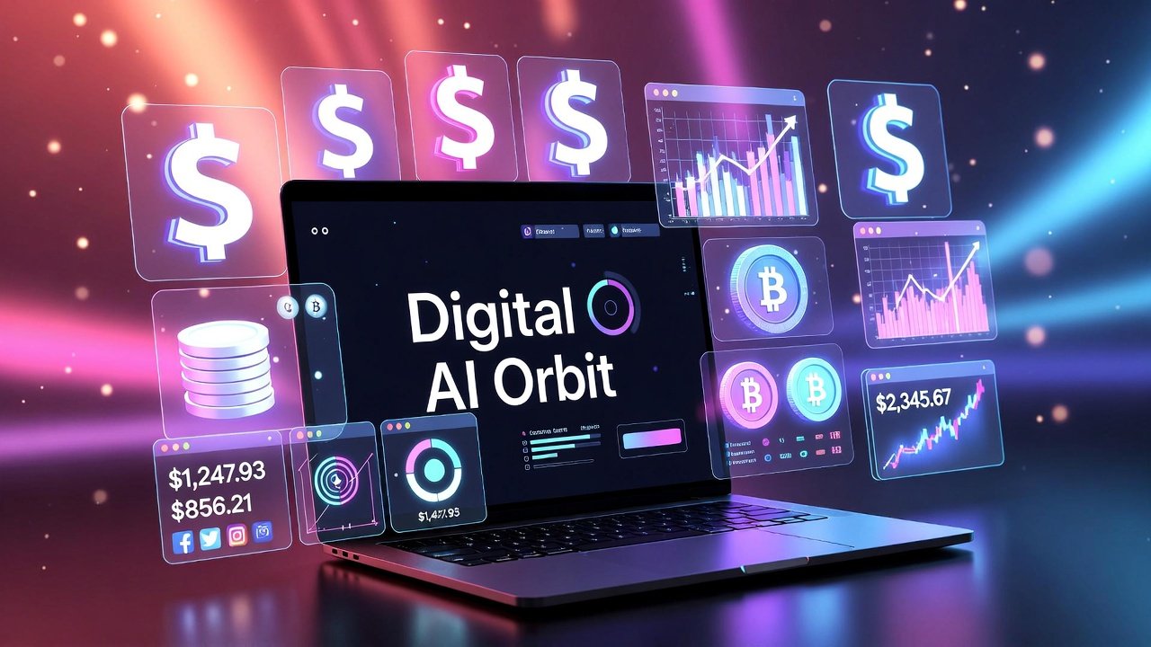 “Digital AI Orbit AI tools generating online income with analytics and notifications for social media earnings.”